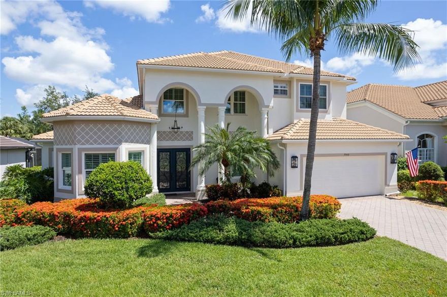 WOW, WOW, WOW! Welcome to the beautiful, centrally located, natural gas community of Rookery Pointe. This stunning home has over 4,000 sq ft., 4 bedrooms,  4 FULL bathrooms, 2 flex rooms, pool and a whole-house generator!  The first floor includes the primary bedroom, one flex room and two full bathrooms.  Newly installed hurricane impact windows and sliding glass doors offer protection and an abundance of natural light. Enjoy family meals in the totally renovated kitchen featuring granite countertops, stainless steel appliances, gas cook top, wall ovens and storage for days! Built-in bench seating provides ample room for everyone to dine together! On the screened lanai, a newly installed picture window provides a picturesque view of the backyard and beautiful waterway that flows through the Rookery Pointe community.  This home has numerous upgrades including, entire primary bathroom, new carpet in guest bedrooms and flex rooms, exterior paint and roof in 2018.  Within walking distance to clubhouse, where you can enjoy the heated community pool, clay tennis courts, basketball court, fitness room and NEW kids playground with artificial turf! Centrally located to grocery stores, Gulf Coast Town Center, Coconut Point Mall, Miromar Outlets, dining, hospitals, I-75, US-41 and RSW airport.  Don’t forget to check out the attached Matterport tour! Come see this beautiful home today!