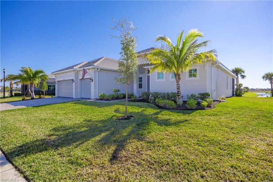 Wow opportunity. Like new Lennar community that is now sold out. This better than new home with 3 bedrooms, 3 baths, 3 car garage and over 2600 SF is priced . This lovely, upgraded lake front home can be yours for $240 a ft....now that’s value.   Do not buy in a community where you will be in competition with the Developer i.e., fees, prices etc. Heritage landing has nowhere to go but up. You will be very happy hear. All the features your looking for in a new home. This floor plan is exceptional. You will enjoy the quality of life. How about a fabulous 3-car garage? Lennar said it so well Resort-inspired living.
Lounge at the stunning swimming pool featuring gradual entry and lap lanes or dine at one of three onsite restaurants including an outdoor pool café. Play an exciting game on the sport courts before hitting the aerobics room or indulging in the full-service spa—it’s all here within your community    Look at these added features:

Pickleball courts, tennis courts, bocce courts
Tiki bar at the large pool
Whole restaurant and bar in the clubhouse
Four satellite pools
24 hour security


Ring doorbell
Wi-Fi thermostat control
smart appliances
Added shiplap in the main bedroom and the great room wall
New backsplash in the kitchen
Designer closets in the master closets




 Put this on the top of your list to see.