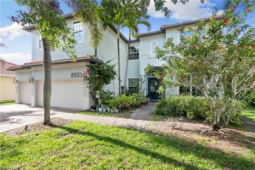 Experience the ultimate North Naples lifestyle in this meticulously updated, move-in ready residence. Situated on a premium cul-de-sac lot with serene lake views, this open-concept 5-bedroom plus den home offers over 3,300 square feet of living area designed for modern luxury. The heart of this home is the renovated kitchen (2024), featuring sleek quartz countertops, a central island, walk-in pantry, and new stainless steel appliances (2023-2024).  The interior is completely carpet-free, with durable tile flooring on the first floor and high-end engineered hardwood throughout the second level. The primary suite serves as a private retreat, highlighted by a gorgeously renovated master bath (2025) featuring a contemporary freestanding tub, a separate shower with multiple shower heads, a walk-in closet with elegant cabinetry, and private balcony.  This two-story floor plan is exceptionally versatile, offering a first-floor guest suite and a massive second-floor bonus room—perfect for a movie room, game room, or home gym. Significant mechanical and exterior upgrades provide peace of mind, including a new AC unit (2025), a new pool heater (2023), and a freshly painted exterior (2023). The home also features a rare 3-car garage and a large lanai with a heated pool and spa under a two-story screen enclosure.  Key Features & Location Benefits: Low Carrying Costs: Enjoy remarkably low HOA fees at just $627/quarter, and NO Flood Insurance Required.  Gated Community: Located in Laurel Lakes, a friendly enclave of 150 homes with a clubhouse, community pool, tennis, and basketball.  Prime Location: Situated West of Collier Blvd, just 5 minutes from shopping and 15–20 minutes from Naples' world-class beaches.  A-Rated School Zone: Zoned for top-tier Collier County schools: Laurel Oak Elementary, Oakridge Middle, and Gulf Coast High School.  With its expansive lot, modernized bathrooms (all renovated 2024-2025), and proximity to the best of Naples, this lakefront property is an excellent real estate opportunity in 34119.