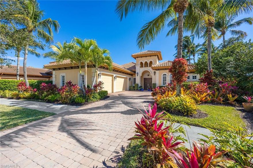 Located within the double-gated Majors enclave of Lely Resort, this meticulously maintained furnished Monterey model courtyard residence offers privacy, thoughtful upgrades and a flexible layout designed for entertaining.  Positioned on a lushly landscaped homesite, the courtyard floor plan includes a detached cabana guest suite with a private entrance and kitchenette, providing comfortable accommodations for extended stays or multigenerational living. Interior features include 12-foot ceilings, crown molding, tray ceilings and luxury laminate plank flooring throughout. Custom plantation shutters and updated ceiling fixtures enhance the home’s refined presentation.  A dedicated den features a custom-built cabinet system, offering integrated storage and workspace functionality. This versatile room is well-suited as a private home office, library or media room.  The renovated kitchen showcases white and gray cabinetry, granite countertops, upgraded stainless steel appliances and a walk-in pantry.  Oversized windows and 10-foot sliding glass doors open to an expansive lanai, creating seamless indoor and outdoor living. The outdoor wet bar, saltwater custom heated pool and spa support year-round entertaining.  Additional improvements include a roof installed in 2018, new heating, ventilation and air conditioning systems, a new water heater, a three-car garage and a whole-home solar system which keeps electric costs minimal.  Residents of The Majors enjoy immediate membership to The Players Club and Spa at Lely Resort, offering resort-style amenities, fitness facilities, dining options, tennis, pickle-ball and lagoon-style pools. The community is also home to three championship 18-hole golf courses.