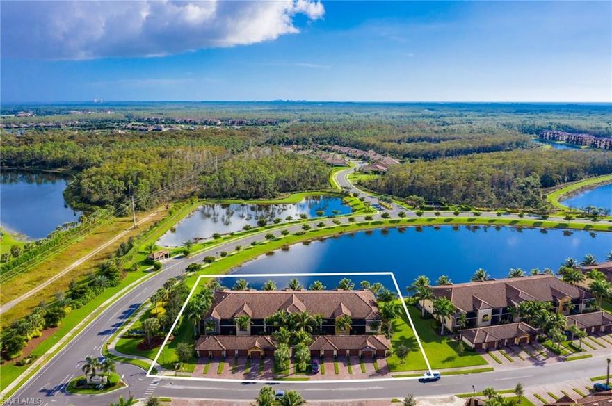 Prime Location!!!Welcome to Avellino one of Treviso Bay most desired Golf Communities in Naples FL. where championship golf and luxury lifestyle join together for perfect combination of resort living. This wonderful almost never lived second floor, Fully Furnished, lake view condo has been updated and freshly painted. features nearly 1,450 Sq. Ft of living space, 2 large Bedrooms, Den with new custom glass barn door, 2 Full updated Bathrooms, and 1 car detached garage. Crown molding, updated kitchen, porcelain backsplash, granite countertop, newer stainless steel appliances, updated porcelain & quartz built-in wet bar with red and white wine cooler, new custom designer light fixtures, newer washer and dryer, hurricane impact windows and doors and much more. Spacious Master Bedroom, his and her walk-in closet, tile flooring in all living areas. The social membership gives you access to resort style living with 2 clubhouses, resort style pool, a fitness center, beauty salon,2 restaurants, bars, golf, tennis/pickle ball courts, walking and bike paths, with lush landscaping throughout. Avellino has its own pool,tennis and BBQ area. A short drive to 5th Avenue  and the beautiful Beach.