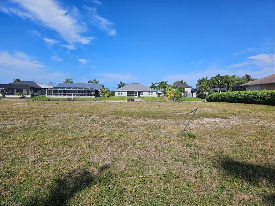 Ready to build Gulf Access lot with seawall & City utilities facing West lot is cleared with no building restrictions.
This location offers upper priced residential homes. This lot is located in the very sought after Southwest section of Cape Coral.