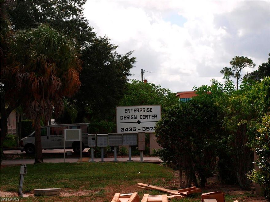 Excellent location across from Naples Airport for this Office / Warehouse / Man Cave / Car Storage etc.  End unit with frontage right on Enterprise ave.  Completely redone with new tile in the office, ceiling , paint and lighting.The warehouse boasts all insulated walls  ,new drop ceiling , recessed lighting , painted walls and stained floor , new 5 ton a/c and air handle, 220 electric with single phase and 3 phase. Must see to appreciate.