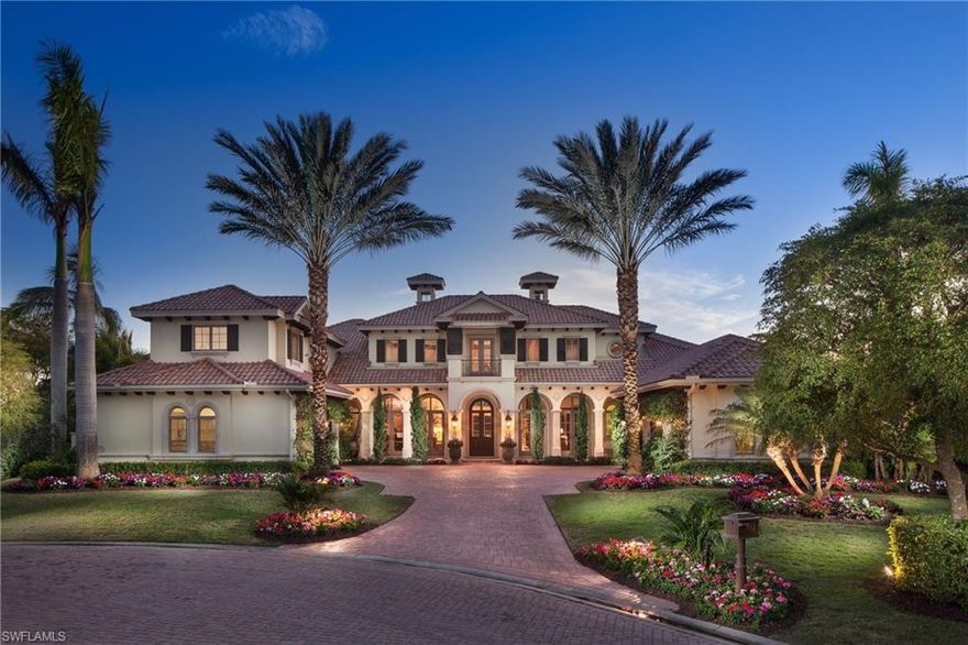 This stunning, very private, 10,018 s.f. lakefront estate home with panoramic views combines modern elegance and timeless appeal. Designed by Architectural Digest’s top designer Marc-Michaels’. This home’s open floorplan offers easy living, lavish entertaining, and privacy for you and your many guests or large family. A true gourmet styled kitchen includes gas range with custom copper hood and a solid slab stone center island. A luxurious master suite awaits you with oversized his and hers closets, relaxing spa and private mini bar. Set on a very private .82 acre lot this home offers panoramic southwestern views over the Grey Oaks Palm golf course that comes with amazing nightly sunsets. This estate offers the ultimate in entertainment from it’s state of the art home theater to top of the line finishes throughout this home include Crestron, Wolf, Viking, Kohler, and Irpinia cabinets. If you're looking for the ultimate in Naples lifestyle with the comfort & convenience of the award winning Grey Oaks club, you owe it to yourself to visit this property.