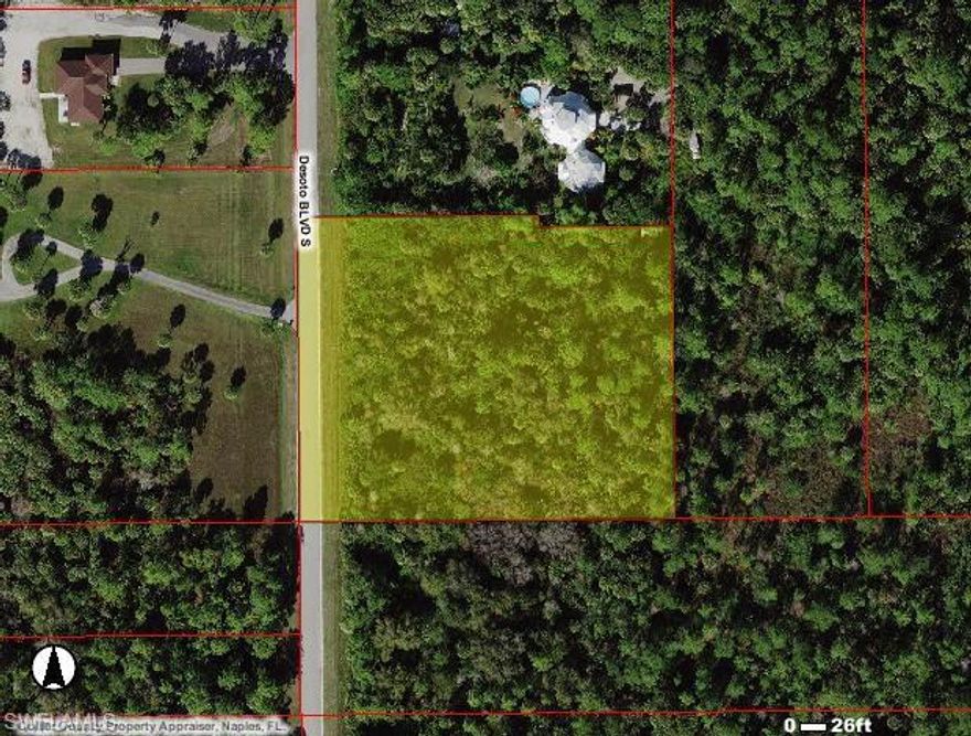 This is a somewhat uncommon lot, but in a good way. Nearly twice the width of any other 2.25 acre parcel.
This property does not have an address, but is located on Desoto Blvd S, directly across the street from 1741 Desoto Blvd S