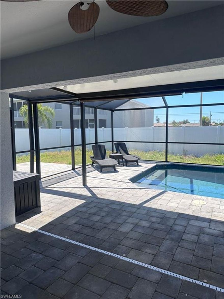 Available for rent in Southeast Cape Coral, one of the most desirable and high-demand areas. This 3/2 duplex features a screened-in pool with fencing, ideal for enjoying the Florida lifestyle with privacy. Conveniently located near Del Prado Blvd, offering quick access to shopping, dining, schools, medical facilities, and major roadways. Quiet residential neighborhood with strong rental demand, close to downtown Cape Coral and Fort Myers. move-in ready, and easy to show.