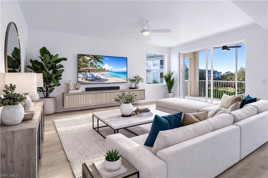 Beautifully updated, highly desired Carlisle model. Great open concept kitchen with generous seating that's great to entertain family, friends and guests while taking in spectacular panoramic water views. Beautiful, updated Quartz counters and shaker style cabinetry in your kitchen, newer hardware, sink, faucet along with a stainless-steel appliance package!! Stunning updated tiled shower in BOTH your master & guest bath along with seamless glass enclosure (master bath), updated custom lighting, faucets, sinks, shaker cabinetry and Quartz counters!! Newer laminate flooring throughout your condo including bedrooms, living room, entry, hall and kitchen along with new tiled floors in the baths!! Conveniently located close to the pool and a short stroll to the Clubhouse. This is a Social Membership home with no worries of high golf fees, yet plenty of local golf courses around to play at your own leisure. The Legends is a prestigious private country club offering tennis, pickle ball, bocce, an exercise facility w/ tons of classes to choose from, everything from Zumba and Pilates to Yoga and Water Aerobics. Multiple dining options such as fine dining, casual sports pub and a gorgeous outdoor sunset grill located aside a lagoon style pool with a waterfall. Conveniently located close to shopping, dining, I75 and Fort Myers International Airport. Resort Style living to it's finest waiting for you to call it home!! *Some photos are virtually staged to show how nice furniture placement can be.