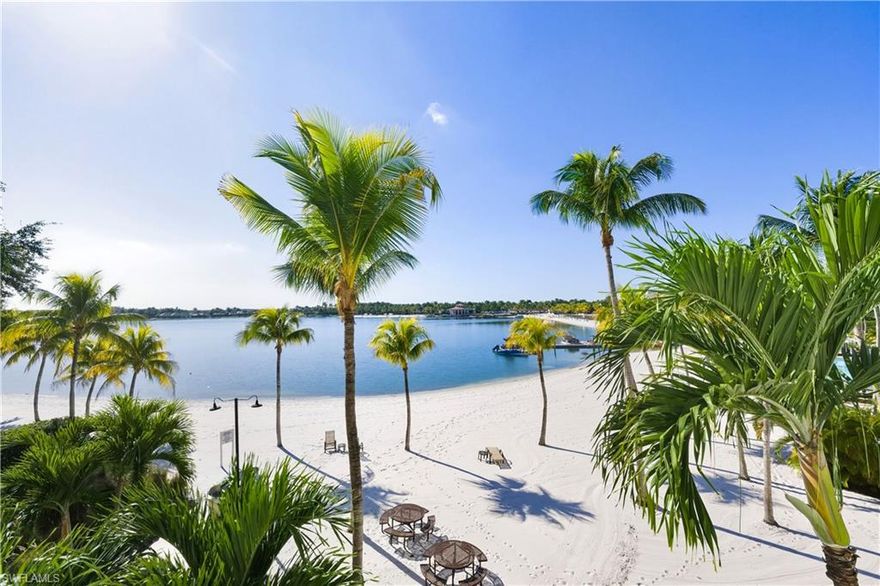 Wake-up to beachfront serenity & panoramic lake views from this FURNISHED 3-bedroom + den, 3.5 bath condo in the prestigious Miromar Lakes Beach & Golf Club.  Located on the 3rd floor of Mirasol 10733, this waterfront residence offers 2,329 sq ft under air & a split bedroom layout, ideal for entertaining or relaxed privacy. Enjoy 2 private balconies & a screened balcony off the living area with unobstructed lake views - perfect for morning coffee or sunset cocktails.  The open-concept living/dining area flows into a well-appointed kitchen with gas cooktop, bar area, breakfast bar, plenty of cabinetry & a separate area to enjoy a quick meal or some quiet time with the beautiful view.  The den provides flexible space for a home office, media room or overflow sleeping.  Each bedroom features an en-suite bath, plus additional powder bath for convenience.  The building features a common elevator & under-building parking garage, offering true lock & leave convenience for seasonal or second-home owners.  Miraol residents also enjoy their own private pool, two spas & bbq grills - just steps from the condo.  Residents enjoy world-class amenities with miles of sand beaches with cabanas, 2 marina areas, water sports, tennis, pickleball, bocce, putting green, clubhouse with a library - courtyard & private dining room as well as indoor/outdoor dining & bars & the beautiful waterfront Blue Water Beach Grill.  Golf memberships on the championship Arthur Hills Golf Course are an optional membership.  This furnished condo in Miromar Lakes delivers the waterfront Paradise Living you've been searching for - all close to Estero, Bonita Springs, Ft. Myers, Naples, RSW Airport & extensive entertaining - shopping & dining experiences!  Come experience this lakefront beauty for yourself!