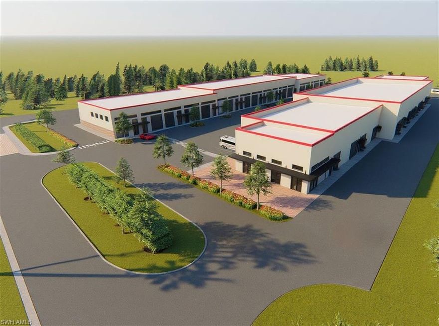 Introducing ESTERO MOTORPLEX, a luxury auto and motorcoach storage community located just West of I-75 on Estero Parkway, offering 40 units crafted with precision and passion. Each unit features full bathrooms, laundry hook-ups, mezzanines, and customizable space ranging from 1300 to over 2750 SF for your prized possessions. Elevating the standard of automotive luxury, ESTERO MOTORPLEX provides unmatched amenities like climate-controlled protection, washing and detailing areas, and 24/7 security and access. Designed for enthusiasts seeking excellence and convenience, this premier space fosters a social atmosphere where like-minded individuals can connect and enjoy the elite automotive lifestyle. Listing is for Unit E. 1463 SF. This listing is for ONE of 6 Units available with this floorplan in Building 2. Please see attached site plan and respective floorplan. Individual parcel numbers in process of being generated. This is Pre-Construction pricing. Call Ronnie at 772-485-9562 for details and additional information. Total of 40 units available with various sizes to accommodate. Your space, your way - whether you seek a retreat for your vehicles or a personal getaway, ESTERO MOTORPLEX offers endless possibilities for customization and entertainment areas. Don't miss the chance to own a unit at this high-octane hideaway, where sophistication meets passion..