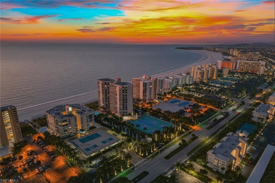 Set within the desirable Sandpiper community, this beautifully turnkey furnished beachfront residence showcases sweeping 180-degree Gulf views offering sunsets all year, along with captivating island vistas. Offering direct Gulf frontage and exceptional waterfront living, the home is thoughtfully designed with four covered balconies, including a private balcony exclusively for the primary suite and a separate balcony dedicated to the guest bedrooms, creating ideal privacy for owners and visitors alike. With panoramic water and land views, generous outdoor space, and refined interiors, this three-bedroom, two-and-a-half-bath residence captures the essence of elevated coastal living. A welcoming double-door entry opens to a bright, airy interior enhanced by crown molding throughout, recessed lighting and tile flooring that flows seamlessly from room to room. High-impact doors and windows, along with automatic hurricane shutters on all sliders and windows, provide exceptional peace of mind while framing stunning Gulf vistas. The living room is designed to impress, offering expansive water views and glass sliders that open to the balcony, inviting in coastal breezes and vibrant sunset skies. The kitchen blends function and style with a tray ceiling, recessed lighting, light cabinetry with glass inserts, under-cabinet and in-cabinet lighting, and a wraparound bar counter ideal for casual gatherings. A built-in desk adds versatility, while premium stainless steel appliances include a KitchenAid cooktop, KitchenAid refrigerator, KitchenAid microwave and a Bosch dishwasher. The primary suite is a serene retreat featuring Gulf views, a glass slider to its private balcony, an additional slider to the shared balcony, and a walk-in closet. The en-suite bath offers a tray ceiling, abundant cabinetry, a double vanity and a walk-in shower with a glass enclosure. Guest bedroom one enjoys balcony access, a walk-in closet and a nearby bath with a floor-to-ceiling tiled walk-in shower. Guest bedroom two also features its own glass slider to the balcony, providing inviting accommodations for family or guests. Additional highlights include a well-appointed laundry room with a full-size Whirlpool washer and dryer with upper storage cabinetry, as well as a generously sized private storage area on the same floor, a short distance away, ideal for beach gear and seasonal items. Residents enjoy resort-style amenities including a beachfront pool and spa, social room, fitness center, sauna, barbecue and dining areas, pickleball and tennis courts, and direct beach access, all complementing this exceptional Gulf-front lifestyle.