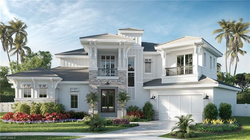 Fantastic NEW Coastal home to begin soon!! custom designed plan to capture the panoramic  water views from 189 ft of waterfrontage...stunning views to the Marco River.. 2 story home with a First floor primary suite with dual walk in closets, walk in shower, separate tub and dual vanities.. First floor features volume ceilings complete with custom beamed ceiling details.. the second floor offers 3 guest suites, spacious loft and large balcony to enjoy the views! High End Custom finishes throughout-  All of Aqua Custom Homes feature oversized covered lanai spaces, beautiful cypress ceiling details, outdoor kitchens!!  motorized screens and shutters enclose the covered lanai. Oversized garage spaces!  expected completion March 2023..