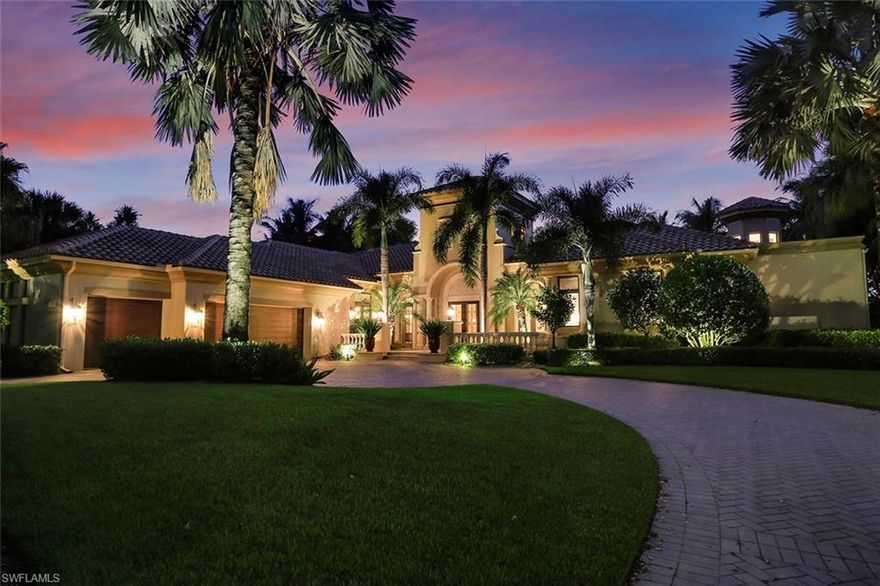 This grand estate home, the former London Bay “Julietta” model home, contains all the bells & whistles you would expect from a custom builder. The home boasts a dramatic great room plan featuring a spacious outdoor living area with summer kitchen & fireplace and overlooks the lake & 5th fairway of the Estuary course. As you enter the main gallery you’ll be impressed with the mahogany front door, vaulted ceilings, custom detailing & travertine flooring. Feel like royalty in your spacious Master Suite with coffered ceilings, bay windows, sitting area & morning kitchen. The gourmet kitchen includes top-of-the line appliances with a 6-burner natural gas Wolf range fit for any “Top Chef.” The massive island makes a great place to entertain while you show off your culinary skills. The exceptional private guest cabana is perfect for your guests (who may never want to leave)! Other features include a den/library with rich teak flooring & maple built-in cabinetry, home automation, wet bar with wine storage which makes for a pleasant personalized wine tasting area. Enjoy the multi-tier water features, spa and the elegant open air free-form pool with western exposure for great sunsets!