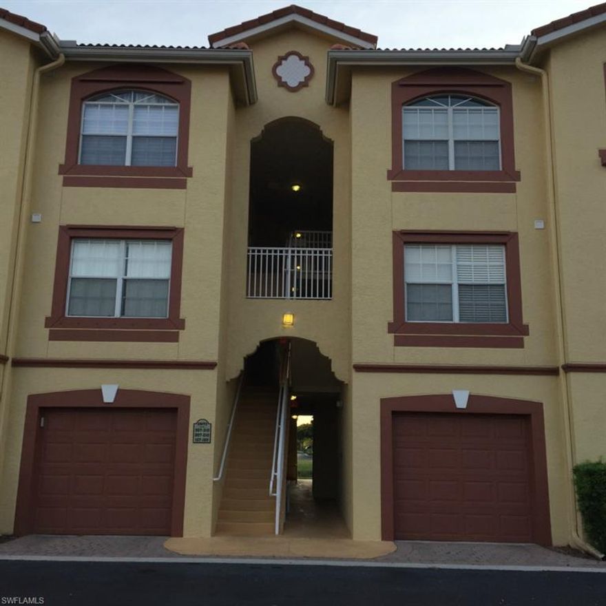 This is not a foreclosure or short sale. Beautiful, first floor two bedroom, two bath condo unit, with a detached garage at the gorgeous Gardens at Beachwalk is being sold turnkey. This unit features an open kitchen and dining area with a spacious living room and refreshing view of the lake and fountain. The Mediterranean style community with resort style clubhouse features a pool, spa, billiards, fitness center and more. Don't miss the opportunity to offer on this beauty, located just minutes from fort Myers and Sanibel Island.