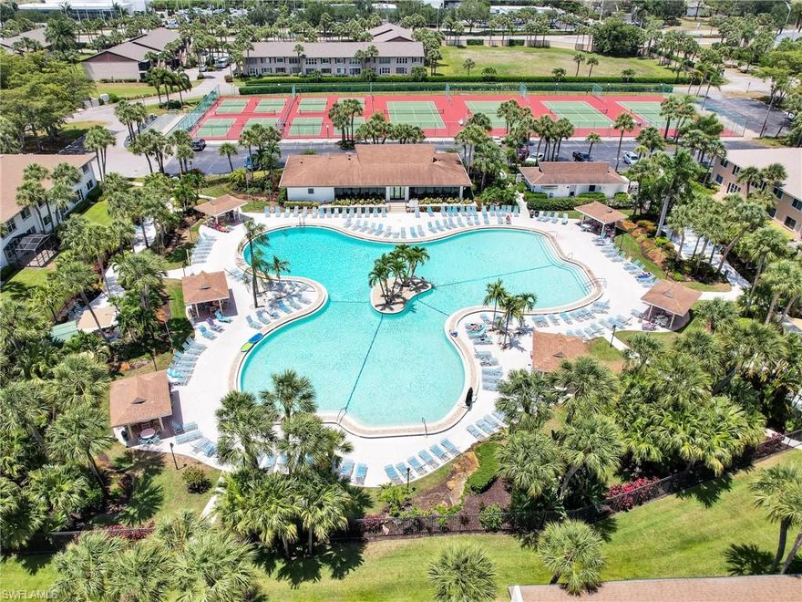 FIRST FLOOR Annual Rental. Western Exposure Cozy Beach Coastal in the active and friendly Winterpark community, with one of the Largest Resort Style Pools in town. This friendly neighborhood is minutes from downtown 5th Ave., and 25 mins. from the airport. Plenty of storage within the walk in master closet, large utility/laundry room, and additional walk in storage unit just steps outside the front entrance. Enjoy Tennis and Bocce within extremely close proximity to SW Florida's World Famous Beaches! Easy stroll to Kings Lake Square, where you'll find Publix, Starbucks, Tacos & Tequila, Aldo's Table & Bar and more...Available Furnished or Unfurnished.