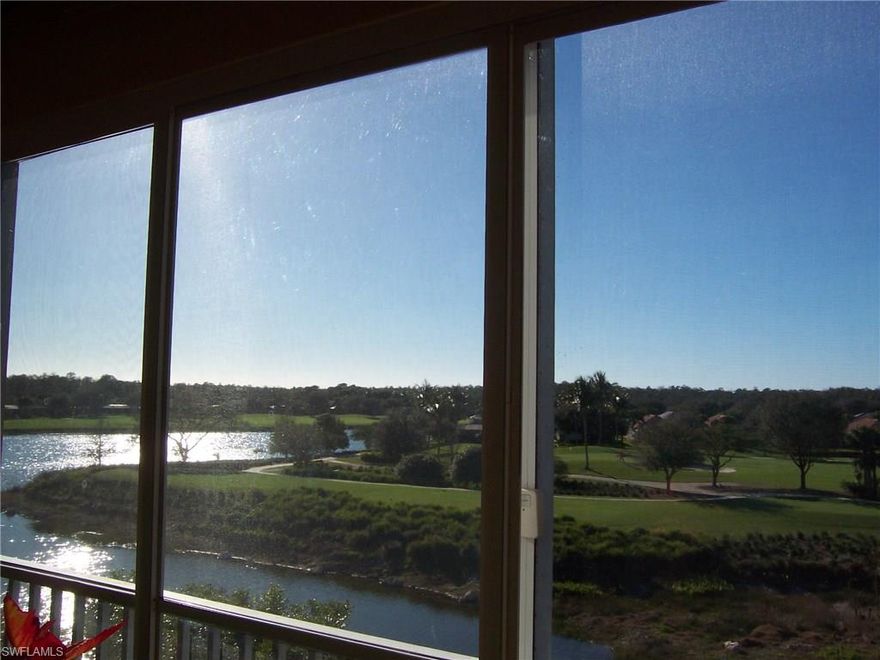 Immaculate, TOP FLOOR, penthouse condo!! This beautiful condo has spectacular panoramic views of the golf course & lake that welcomes breath taking sunsets from your relaxing, year round enclosed lanai. Diagonal tile flows nicely through out the entire home & offers easy maintenance along w/ light, soft shades of paint on the walls, brighten all the living areas, giving a spacious feel. Other upgrades include.. Granite Counters, Bosch Dishwasher, Newer Refrigerator, Microwave, Washer, Dryer & full view mirrored closet doors. This top floor beauty also offers a huge outdoor storage unit & 1st parking spot, closest to the elevator & only steps to your front door. This is a low carrying cost Social Membership property that comes w/ everything except golf & offers a 30,000 sq ft club house w/ fine dining & sports pub, 7 har tru tennis courts, 4 boccee ball courts, a huge lagoon style pool w/ a water fall & spa, exercise facility w/ tons of classes to choose from & pickleball on it's way!! Convenient location.. Close to shopping, dining, the airport, entertainment AND for baseball enthusiasts.. close to two major league spring training facilities.. The Boston Red Sox & Minnesota Twins!!