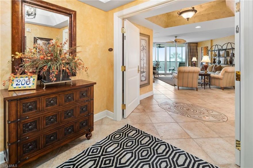 COME AND ENJOY THIS GORGEOUS FORMAL MODEL THAT HAS BEEN METICULOUSLY MAINTAINED AND UPDATED. THIS AMAZING PROPERTY IS OFFERED TURNKEY FURNISHED AND IS READY TO MOVE RIGHT IN, AND READY FOR YOU TO LIVE AN INSTANT REGAL LIFESTYLE. ADDITIONALLY THIS CONDOMINIUM IS PROFESSIONALLY DECORATED AND THE MANY FEATURES INCLUDE A CULINARY KITCHEN, DESIGNER PRIMARY SUITE, AND LUXURIOUS OWNERS BATH, CROWN MOLDINGS, HAND CRAFTED BEAMS IN THE DINING ROOM, POSH PAINTED WALLS, IMPORTED FLOORING, AND FIREPLACE, PLUS MUCH MORE. THIS AWESOME FLOOR PLAN SHOWCASES 3 GENEROUS BEDROOM SUITES, 2 EXPANSIVE LANAIS, A SPACIOUS LIVING ROOM, AND A COZY FAMILY ROOM OFF OF THE KITCHEN WITH WINDOW WALLS TO TAKE IN THE LUSH TROPICAL VIEWS. THE AVERSANA TOWER IS RICH WITH AMENITIES INCLUDING 2 HOTEL INSPIRED GUEST SUITES, FITNESS CENTER, SAUNA, SOCIAL ROOM, GRAND SALON, 2 UNDER BUILDING PARKING SPACES, THEATER, ADDITIONAL STORAGE, RESORT STYLE POOL AND SPA, POOL PAVILION AND MORE.