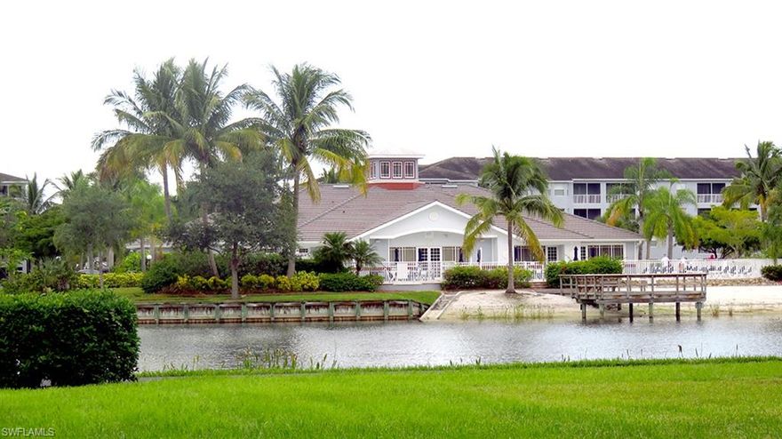 Beautiful 1st. floor unit with gorgeous view. Community has a resort style heated pool, fitness center, billiards, library and business center. There is a large community room with dance floor and a walking /Jogging path around the lake.  This is the Florida Lifestyle.