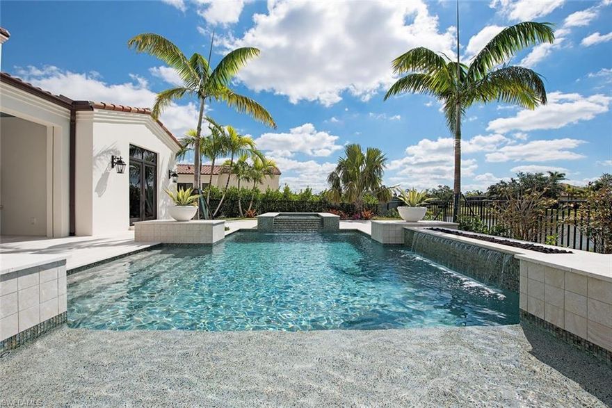 V.2664 - Never lived in! Full golf membership immediately transferable to new owner! Expertly furnished by Romanza Interior Design. Beautiful Belita model newly built by London Bay in 2017 offering all that today’s most discerning buyers’ desire, including a great room open floor plan blanketed in gorgeous oak wood flooring conducive to everyday living and entertaining; a state-of-the-art kitchen accompanied by a breakfast area and an immense walk-in pantry; and sliding glass doors that open the interior to the outdoor oasis that’s complemented by a stunning pool and spa, fire features, and peaceful lake view. The luxurious master suite rests on the main living level and pampers you with a garment closet, 2 walk-in closets with quality organizers, a free-standing tub, and a tile-surround shower with varying shower heads equipped with precision digital temperature controls. Upstairs two bedroom suites share a generous loft and wet bar. There are so many extras in this beauty … refer to the Special Features list to see all this home has to offer.