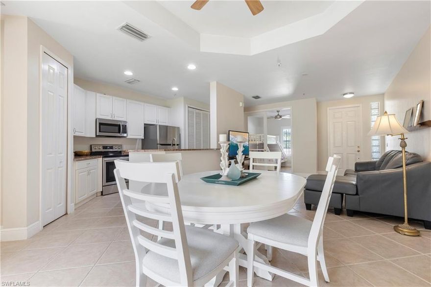 LOWEST PRICED two bed plus den in Sterling Oaks. This beautifully updated second-floor residence offers 2 bedrooms plus a versatile den and 2 full baths — all just a one-minute stroll to the clubhouse and resort-style amenities. Freshly painted and move-in ready, the home features diagonal tile flooring throughout the main living areas and rich wood floors in the primary suite, guest bedroom, and den, creating a warm and cohesive feel. The updated kitchen is both stylish and functional, complete with granite countertops, stainless steel appliances, and brand-new microwave and stove. Impact windows provide added peace of mind and energy efficiency. Enjoy the convenience of prime location within the community paired with thoughtful updates — making this an outstanding opportunity in Sterling Oaks. Enjoy resort-style living with access to a tropical pool and spa, poolside cabana bar serving lunch and beverages, pickleball and bocce courts, a fitness center with sauna and locker rooms, walking paths, children’s play area, and an on-site restaurant for holidays and Friday night dinners—all in a friendly, social setting.
An optional tennis membership offers 12 Har-Tru courts, a USTA teaching pro, clinics, private lessons, and team play at a very reasonable monthly rate. Conveniently located just minutes to four gorgeous Gulf beaches, shopping, dining, and entertainment, this home offers the perfect blend of value, lifestyle, and location in the heart of Naples.