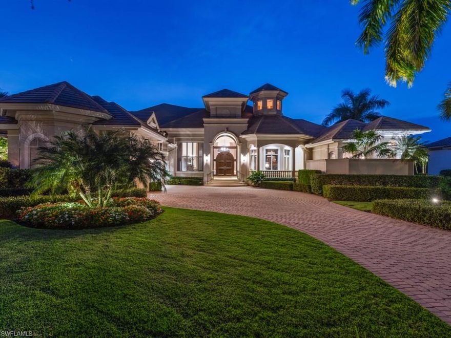 Absolutely stunning home situated on one of the best lots in the Rookery Lake neighborhood. Upon arrival from the grand driveway entrance, your eye is drawn to the phenomenal, long private western lake views and expansive lanai with large oversized infinity swimming pool and spa, covered seating areas and fully equipped outdoor
kitchen. This custom home defines classic splendor and luxury with a spacious floor plan, exceptional living spaces including 2 private home offices, many entertainment areas, exercise area/5th bedroom, 3 en suite guest rooms (1 w/ balcony). Large, inviting master bedroom with lake views , 2nd washer/dryer, custom closets, morning kitchen.  Tastefully designed well equipped kitchen, breakfast room & large family room w/vanishing sliding doors. Extraordinary features include: volume & coiffured ceilings, marble flooring, central vac, complete hurricane protection, whole house generator, new automated lighting system, newer pool equipment and resurfaced pool, 3 car oversized garage w/AC, and lots of storage. See Feature Sheet for additional info. This home is a true gem offering a wonderful lifestyle!