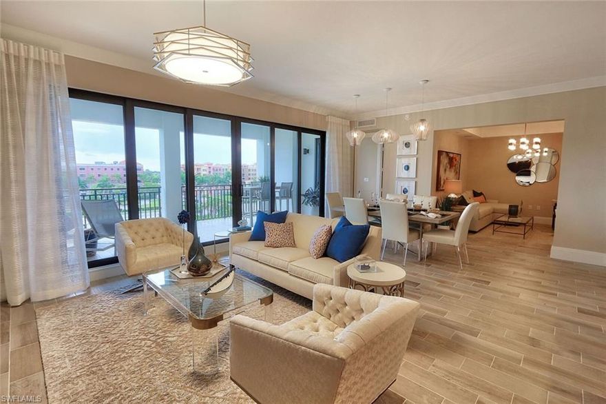 This beautifully furnished, former “model” offers 2 bedroom/Den/2.5 baths, exquisite detail and designer furnishings, right in the heart of Olde Naples. This 1800 sq. ft. property, has Coastal-contemporary décor, Great room, well- appointed gourmet kitchen, with beautiful cabinetry, granite counters/bar, stainless appliances, and a large wrap around lanai. Naples Square is a luxury community, with private, secure ground level parking. Walk to all the great amenities of the historic district, with fabulous restaurants, shows, boating, and beach. The unit has a Queen Bed in the Master Suite, quality décor and linens, spacious closets, private bath with a walk-in shower, and separate tub. The guest suite has a Queen size bed, spacious closets, and private bath. The Den is outfitted with a comfortable couch with a sleeper bed, and TV.. This property's location within the building affords easy access to the community club room, with seating, TV, kitchen, baths, and billiards, as well as the exercise facility. Just a quick walk out to the pool/spa area, which offers plenty of seating areas, chaises, fire tables, and an outdoor BBQ area. See photos to appreciate!