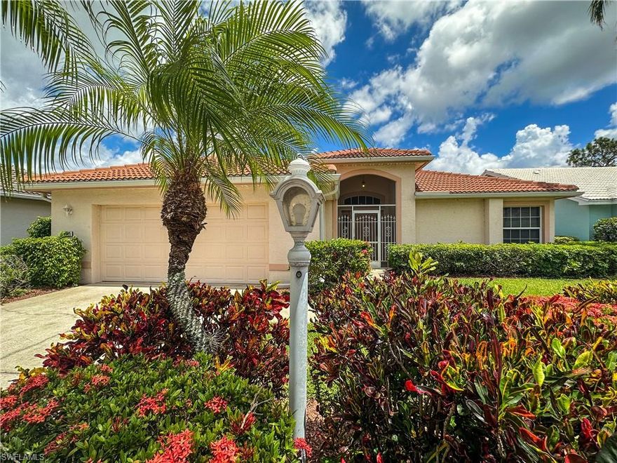 Discover luxury living at Herons Glen, a gated golf community in North Fort Myers conveniently located between Cape Coral, Fort Myers, & Punta Gorda. Herons Glen proudly unveils its recently renovated 18-hole Championship Golf Course, ensuring an extraordinary experience for golf enthusiasts. The property features six Har Tru tennis courts, an on-site Restaurant/Lounge, a spacious Clubhouse with a Ballroom, a refreshing Pool & Spa, a well-equipped Fitness Center, & the popular sport of Pickleball. Conveniently accessible by walking or golf cart, this remarkable 3-bed, 2-bath home spans 1,741 sqft & includes a two-car garage for ample storage. Nestled by a picturesque lake & golf course, the residence offers a serene & scenic environment. Enjoy breathtaking lake views from the expansive Art Deco screened patio—an ideal setting for morning coffee or entertaining friends. Herons Glen offers an exceptional living experience. Whether you're a golf or tennis enthusiast or simply seeking a peaceful environment, this property has it all. Seize the opportunity to make this remarkable home with a beautiful lake view your own. Flood Zone X.  Out of both the 100 & 500 year floodplains