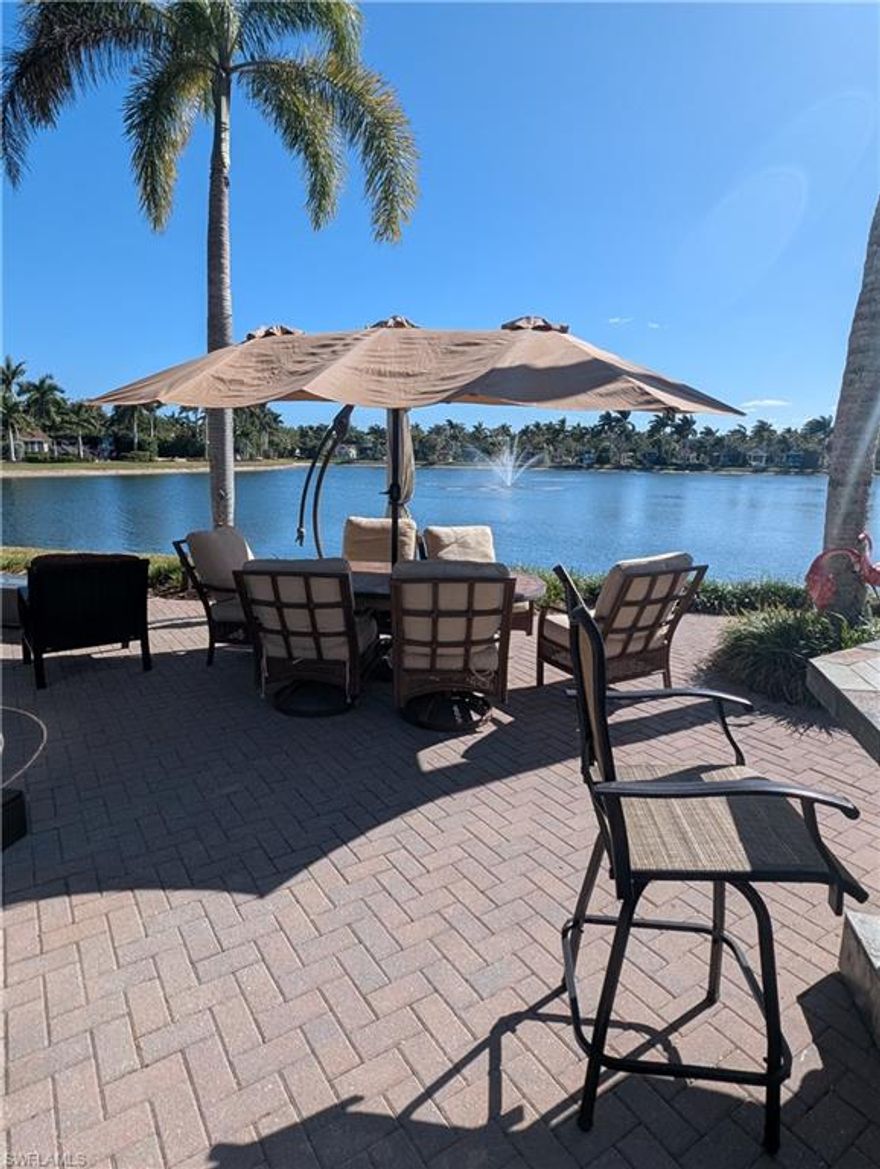 Lake front site located on the northeast side of the lake in Pelican Lake Motorcoach Resort.  Pull-in to this site overlooking the lake with a wide-open view! Upgraded with a paver pad and large expanded patio. The site is 4356 square feet and is surrounded by lush bushes and many palms including coconut palms, a bismark palm, and royal palms. The landscaping creates an abundance of privacy, shade and beauty.  The outdoor bar is included with the sale which is a nice feature for entertaining or using on your own.  There is not a spot on this site that doesn't have a fantastic view of the lake!

Coach house Details:
A 10x10 coachhouse is located on this property and is finished on the interior with washer & dryer, shower, toilet, sink and open area with a couch and desk.  The exterior has a full wrap around awning.