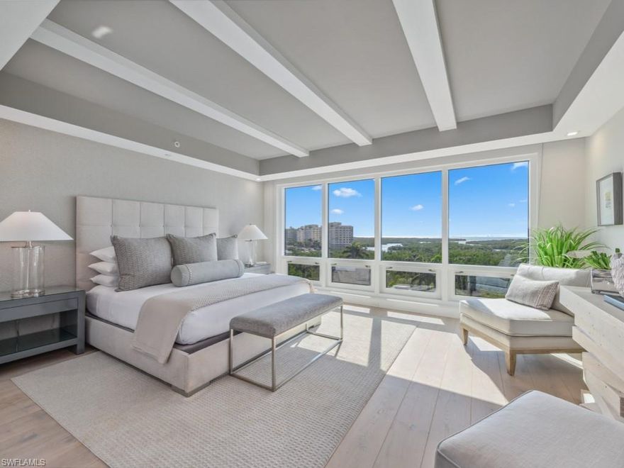 Coastal luxury, this stunning 3-bedroom + den, 3.5-bathroom residence at Kalea Bay embodies sophisticated coastal living. Decorated to perfection and offering unparalleled panoramic views of the Gulf of Mexico, this elegantly designed unit boasts a spacious open floor plan, floor-to-ceiling windows, and resort amenities that redefine luxury. Expansive Living Spaces: The great room is bathed in natural light, seamlessly blending indoor and outdoor living with an oversized, private lanai—perfect for morning coffee or evening sunsets over the Gulf. The den provides a versatile space, ideal for a home office, media room, or additional guest area. Gourmet Kitchen & Elegant Design: Designed for both functionality and style, the chef’s kitchen features top-of-the-line Wolf & Sub-Zero appliances, a large island with waterfall countertops, and custom cabinetry. Elegant wide-plank wood flooring, custom ceiling detailsand designer finishes throughout create a refined yet inviting ambiance. Serene Bedrooms & Spa-Inspired Baths: The owner’s suite is a private retreat with floor-to-ceiling Gulf views, a spa-like ensuite bathroom with a soaking tub, dual vanities, and a glass-enclosed shower. The two additional guest suites offer spacious accommodations with ensuite baths, ensuring comfort and privacy for visitors. Resort-Style Amenities & Prime Location: As a resident of Kalea Bay, you’ll enjoy world-class amenities, including a rooftop pool with sunset views, private beach access, a state-of-the-art wellness center, tennis & pickleball courts, and five-star dining at the on-site club. Nestled in North Naples, you’re just minutes from upscale shopping, fine dining, and championship golf courses. This exclusive coastal sanctuary offers the best of luxury waterfront living. Schedule a private tour today and experience Kalea Bay at its finest.