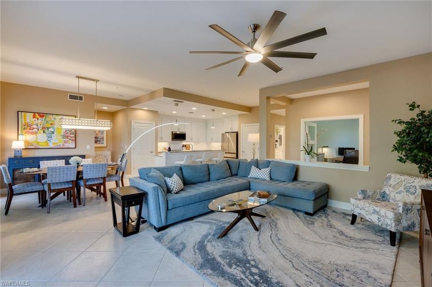 Set in the North Naples epicenter, this first-floor end-unit coach home offers a blend of construction quality, thoughtful upgrades, and everyday livability. Built by WCI in 2016, the residence stands apart for one reason above all others. Full impact-resistant windows and doors throughout, paired with Storm Smart Kevlar storm shades on the lanai. This level of additional protection adds value, peace of mind, and year-round comfort. 

The layout spans 1,571 square feet under air with two bedrooms plus a den on one level. A north-facing exposure delivers steady, all-day natural light and limits heat gain from the western or southern sun.  The oversized rear lanai extends daily living outside and overlooks the uninterrupted preserve. Lush green views frame the living areas and maintain privacy.  The tile flooring extends from the interior to the lanai, creating continuous surface and a seamless indoor-outdoor connection throughout the condo. 

The kitchen balances function and style with updated Whirlpool and Samsung Bespoke appliances, a newer backsplash, accent shiplap, a bar foot rail, and pullout drawers in the lower cabinetry. The den features frosted-glass 3-panel doors that let light flow while maintaining privacy for work or guests. New solid core doors in both bedrooms improve sound control and privacy. The primary bath features an oversized glass-enclosed shower, a separate water closet, bright vanity lighting, and lower-cabinet stainless steel organizers. In the guest bath, the shower head sits approximately eight inches higher than standard, with a custom shower curtain sized to match.  The laundry room was upgraded with custom cabinetry finished with gold hardware, four pullout drawers, a hanging bar, and a quartzite folding surface. Fresh interior paint throughout completes the presentation.  For all your storage needs, the garage offers mounted overhead storage racks, additional wall shelving, two lockable white metal cabinets measuring 72 by 36 inches, and a durable epoxy floor. 

Livingston Lakes places you minutes from Vanderbilt Beach, Mercato, Seed to Table, I-75, and North Collier Regional Park, which borders the community and features a three-mile walking trail. The gated, pet-friendly neighborhood offers a state-of-the-art fitness center, meeting room with catering kitchen, and a resort-style pool with lap lanes. Cabanas, two built-in outdoor grills, a cozy outdoor fireplace, and ample poolside seating complete the amenities. Located less than five miles from Naples beaches, shopping, and dining, and only two miles west of I-75, the setting supports both a lock-and-leave second home and a comfortable full-time residence. 

Standout features: 

WCI construction with full impact-resistant windows and doors, plus Storm Smart Kevlar storm shades on lanai. 

First-floor end unit with north exposure and preserve views 

Central North Naples location near beaches, dining, and outdoor recreation