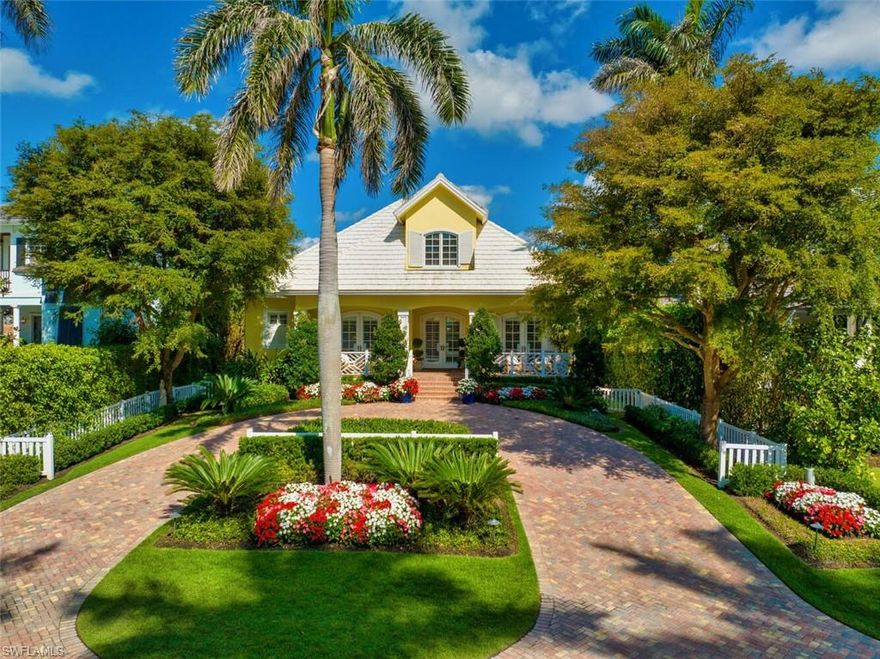 H9793. Built in 2005 by Griffin Builders this Olde Naples home is one to see. Newer construction with Old Florida feel. 4 BR + Den with 4286 sq/ft. Four full baths with 2 half baths. Exquisite Kitchen with Thermador gas range, marble tops, Island, dual sinks, and pantry. Hardwood Flooring and detailed woodwork throughout. Sophisticated formal dining room with tray ceiling. Wet bar located right off your main living area. Florida Room with fireplace that is open to the outdoor living space with remote screen. Nicely laid out floorplan with main floor Master Bedroom and study which could be used as a 5th bedroom. Spacious owner suite comes with dual sinks, large walk-in shower, separate tub, and his and her closets. 3 Private Guest suites on the second level with en-suite baths. One of the bedrooms is privately located toward the back of the home with balcony over-looking the pool area. Expansive pool deck with hot tub and designated grilling area. 2 car garage with alley access and large circle drive in the front for plenty of parking. A short walk to Historic 3rd Street South for dining, shopping, and the beach. Located just a few homes away from Naples Bay and Naples Yacht Club.