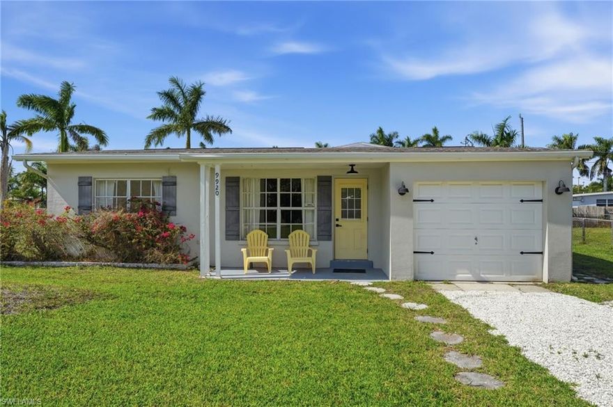 One or more photo(s) has been virtually staged, AI generated or rendered.  Charming 2-bedroom, 2-bath home located off McGregor Blvd. in a quiet neighborhood with no HOA or restrictions, that is just minutes from beaches, shopping, and dining. The home showcases an updated kitchen with shaker cabinetry, stainless steel appliances, quartz countertops, under-cabinet lighting, and a large pantry. Designed with a split-bedroom layout, it offers privacy and the potential for a third bedroom. The spacious primary suite features direct access to the screened lanai, an expansive walk-in closet ready for your customization, and a spa-inspired en-suite bath complete with a tiled jetted shower, an oversized jetted soaking tub, and dual vanities with quartz counters. Additional highlights include a one-car garage, spacious lanai, a 2023 roof, and plenty of room for a pool in the fenced back yard.