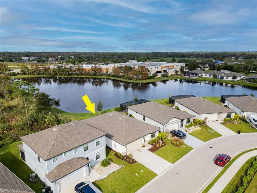 WOW!! THE BEST PRICED!! & BEST WATERFRONT VIEW!! NOW this won't Last! This newly built 2022 new construction home in the ENCLAVES AT EAGLE LANDING boasts a perfect blend of comfort and contemporary design.  Enjoy the stunning Western Exposure on the serene lake and lush preserve, providing a picturesque backdrop of Florida's amazing Sunsets right from your screened in lanai.  The spacious 4-bedroom, 2-bathroom spanning 1850 sqft, greets you with an abundance of Natural light, highlighting the open floor plan. Whether you're an aspiring chef or simply enjoy hosting, this immaculate kitchen is sure to impress, equipped with stainless steel appliances, granite countertops, white shaker cabinets, and an elegant tile backsplash. This home combines practicality with style, featuring easy-to-maintain 20/20 tile floors throughout with clean plush carpeting adding comfort in the bedrooms.  You have a ton of storage options including a walk in pantry in the kitchen, various closets and an oversized 2 car garage. The Enclaves at Eagle Landing offers the perfect blend of location and affordability with LOW HOA fees and County ONLY taxes with NO CDD! Don't miss this opportunity, this HOME comes with a FULL Home Warranty AND 2024 Paid HOA you don't want to miss out on this one!!
