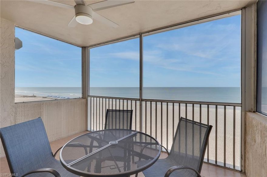 Unit 302 at The Egret, located at 26340 Hickory Boulevard is a true Gulf-front residence on Bonita Beach, located on the third floor with wide, open water views and immediate private beach access. Set directly on the sand approximately 1.5 miles north of Doc’s Beach House, the unit enjoys a rare vantage point with views both north and south along the shoreline, with no neighboring units obstructing the view. The interior offers a comfortable, practical layout well suited for everyday living or seasonal use. Both bathrooms have been fully renovated and finished in a clean, coastal style, bringing a fresh, updated feel to the home while maintaining its relaxed beach character. Wake up each morning to direct Gulf views and the sound of the waves just outside. The covered lanai is a standout feature, opening directly to Gulf views and steady coastal breezes, with a full view of the pool and newly pavered pool deck below. Bonita Beach has recently undergone major shoreline nourishment, resulting in a wider beach and enhanced beachfront experience just steps from the residence. This is a well-maintained, straightforward Gulf-front condo in a prime Bonita Beach location, close to dining, shopping, and coastal amenities, offering a rare opportunity to enjoy true beachfront living in a quiet, established setting.