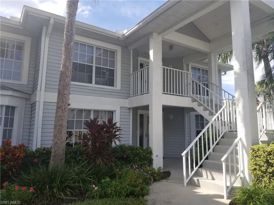 Bright and airy two bedroom plus denfirst-floor end unit with great closets and a beautiful view of two lakes. This unit is ready for a particular buyer. Lovely bay window in the den, large foyer, french doors to the master suite, large eat-in kitchen, and a huge lanai. This is a first floor, end unit, with a TWO CAR GARAGE (#6). Located just 10 minutes to downtown Naples shopping and beaches.