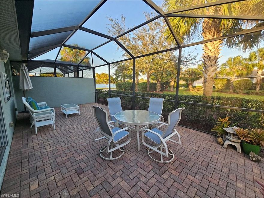 Come check out Pelican Preserve before you buy. Available through November 30th. Everything you need for your vacation or work from home. Resort life at its finest. Turnkey and Pet Friendly, 2 Gorgeous bedrooms 2 Bathroom 2 Car Garage Corner Villa beautifully landscaped with corner view of lake. Furnished with comfort in mind. Master Bedroom with Queen bed, walk-in closets, master bathroom with his/her sinks Guest with Queen bed. Enjoy the tranquil sounds while entertaining or watching the sunrise on the furnished paver lanai with pocket sliders from living room. Pelican Preserve offers a 70,000 sq ft. Town Center 2 outdoor pools, indoor lap pool & walking track, pickleball, tennis, spa, fitness center, 2 restaurants, craft, sewing & woodworking room, billiards room, theater, dog park, exercise classes bingo nights, card rooms, outside amphitheater, nature walk with preserve boardwalk, and more. Seasonal & monthly renters under 6 months include electric w/cap, cable & internet, tenant to pay 11.5% tax May 1 2026 - November 30 2026 $2300 per month +taxes and fees includes utilities. 2026-2027 Season - $5500 per month +taxes and fees includes utilities. Long Term or Annual available May 1 2026