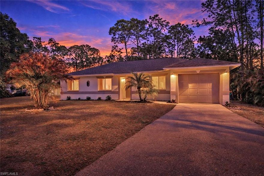 This fully renovated 4-bedroom, 2-bathroom home offers a rare combination of major upgrades, flexible space, and a beautiful lot with room for a pool. Recent improvements include a brand-new roof, whole-home reverse osmosis (RO) water system, and all-new kitchen and appliances, providing modern comfort and long-term peace of mind. Inside, the home features a functional floor plan with four true bedrooms, offering flexibility for a variety of needs. One of the standout features is the separate 320sf finished bonus building in the backyard. Already equipped with electric, luxury vinyl plank flooring, and a tongue-and-groove walls, it offers excellent potential for a home office, studio, workshop, hobby space, storage, or future expanded living space. Water could easily be added to further enhance the building's use. The property also includes hurricane shutters for added storm protection. Conveniently located near the Everglades Blvd and Golden Gate Blvd commercial corridor, the home provides easy access to shopping, dining, and everyday services while maintaining a spacious residential setting. Move-in ready with extensive upgrades and versatile space inside and out.