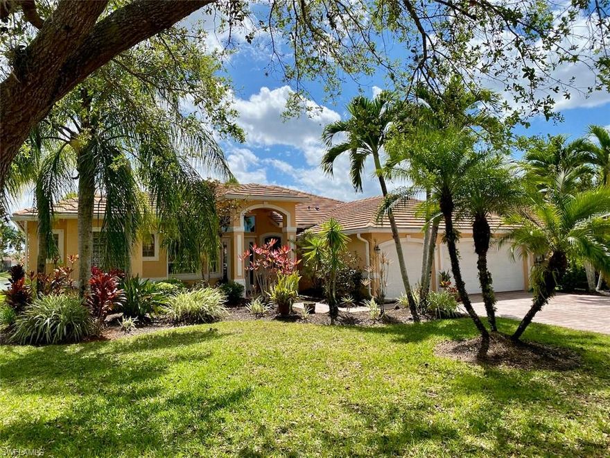 Meticulously maintained, stunning Waterways lakefront home. Fabulous layout in this 4 bedroom + den, 3 bathroom, 3 car garage, pool / spa home offering southern exposure. Upgrades galore - all new impact windows (2020), tile roof (2018), gorgeous kitchen with custom maple wood cabinets, high end stainless steel appliances and level 5 granite. Other features include tile throughout, 10’ ceilings, open floor-plan, crown molding throughout, upgraded lighting, fans, and window treatments, stylish french doors lead to a stunning pool deck with custom heated pool and spa (with remote Aqualink controls) overlooking long lake views and a separate 4th bedroom entry for guest suite (bathroom is also a pool bath). Low HOA fees of $620 a quarter include cable and wifi. Amenities also include community pool, tennis, gated entry, clubhouse, fitness center, basketball, sand volleyball court, and kids play area. Designated storage for boats, trailers and large RV’s. Walking distance to Palmetto Ridge High School and close to Big Corkscrew Island Regional Park featuring brand new sports field, aquatic center, and playground. Check out the 3D virtual tour! This home and neighborhood have it all!