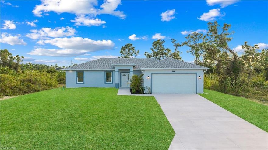 Brand new construction – never lived in! This beautiful home in Lehigh Acres offers 3 bedrooms, 2 full baths, and a half guest bath, plus a 2-car garage and an office that can be used as a 4th bedroom. Features include a spacious master suite with a huge walk-in closet, impact windows and doors, and a large patio perfect for relaxing or entertaining. Conveniently located minutes from a major highway, and just 30 minutes to the beach and airport.