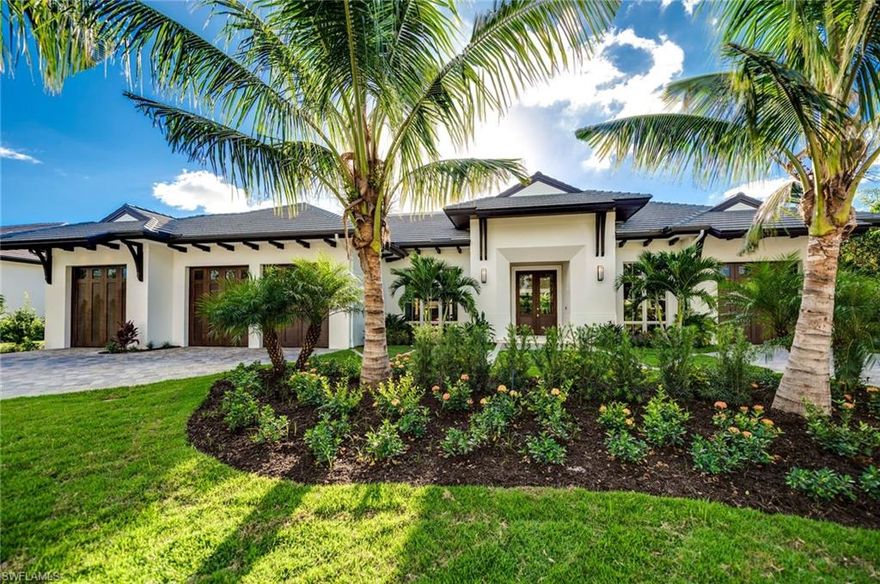 Spectacular newly constructed estate home on a cul-de-sac lot in Pelican Bay, this contemporary coastal home radiates luxury and comfort inside and out.  The exterior reflects clean coastal lines softened by natural wood elements.  Inside, 10-foot solid wood entry doors lead to a huge great room and open-concept island kitchen that share a vaulted ceiling with rich wood beams.  From there a seamless transition through massive walls of pocketing glass brings you to sprawling outdoor living and pool areas.  The home offers 4 bedroom suites, 4 full and 2 ½ baths, study, billiards and wine rooms, and 4-car garage.  Features, too many to list entirely, include Andersen impact doors/windows, Legno Bastone floors, LED lighting, lighting control system, home automation/security, linear fireplaces, generator, outdoor kitchen with bar, fire and water features and electric shutters.  In the kitchen are solid wood custom cabinets, quartz countertops, Sub-Zero and Wolf appliances, Viking stove and butler’s pantry.  Don’t miss this magnificent home in Pelican Bay where residents enjoy unrivaled amenities including private beach access, beach club, restaurants and more!