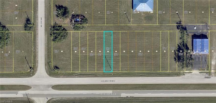 Fantastic opportunity to invest in this 25 X 125 parcel, 3,125 sq ft of PRIME COMMERCIAL frontage on Diplomat Parkway! This lot is not large enough to build on unless adding abutting properties. Not located in a FLOOD zone. Please verify with the City of Cape Coral regarding water, sewer etc. SO much projected growth in the NW Cape area this is a great opportunity to invest now for future or build your dream business.