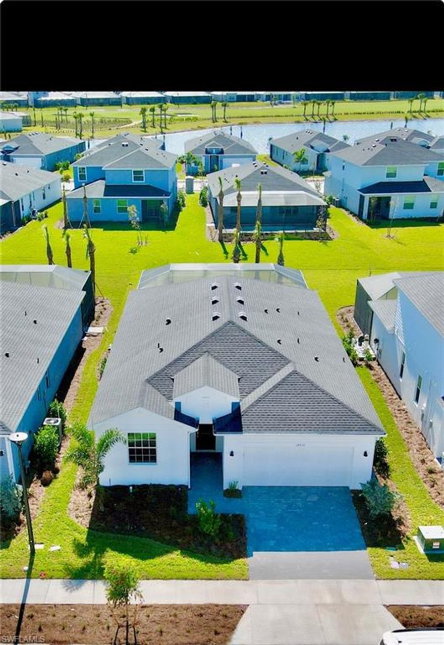 THIS POOL HOME IS READY FOR YOU NOW!! Welcome to Tucker’s Cove, the ultimate water park-inspired
community offering new homes in Babcock Ranch, America's first solar-powered town. Combining the perfect blend of eco-friendly living, water attractions and resort-style amenities, this one-of-a-kind masterplan features an aquatic theme park with a lazy river and water slides, a luau beach, pools, parks, restaurants and multiples sports courts. Babcock Ranch has a variety of shops, grocery stores, schools, health facilities, unique recreation sites and amazing landmarks. With convenient access to I-75, residents can easily travel throughout South Florida to enjoy everything there is to offer. Nature lovers will enjoy convenient access to several nearby parks, including Hillcrest Park and Lagoon Park. Designed on a single story, this home is great for family life. Off the foyer is a separate bedroom perfect for guests, along with a den that can transform for various needs. The open
layout among the Great Room and kitchen leads to a spacious lanai for versatile living, while the owner’s suite is tucked toward the back for increased privacy. An additional suite is great for teenage residents. Prices and features may vary and are subject to change. Photos are for illustrative purposes only