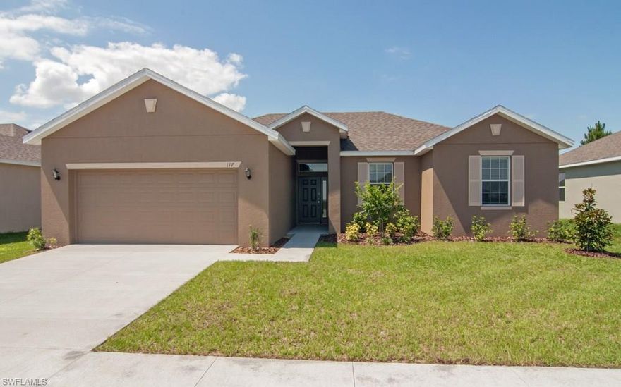The Brand New Fiesta Key floor plan is located in the beautiful Cape Coral. This spacious one-story home features 3 bedrooms, 2 baths, and is 1,522 square feet with a 2 car garage. Included in this beautiful new home, are new appliances, custom cabinets, an extensive lanai, sprinkler system in front and back yard, Family Park, and a Homeowner Warranty.