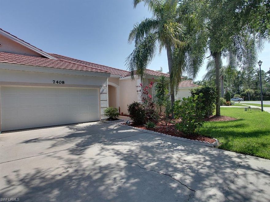 MOTIVATED SELLER!!! THREE BEDROOM VILLA feelings like single family living! Spacious bright floor split floor plan with vaulted ceilings, large kitchen WITH Stainless Steel appliances, Granite, tile through main living area and bathrooms, walk in closet, plant shelves, arched doorways and cut-outs, marble ledges, plant shelves, lots of storage and two car garage. Lushly landscaping includes mango, banana and orange trees. Beautifully tiled entranceway leads to double door entry. Community features clubhouse, exercise room, library, pool, tennis courts, playground and more!