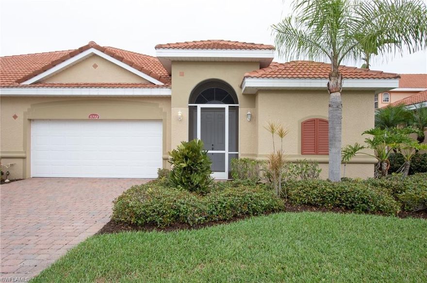 V.2791 - Beautiful, updated 2 story Courtyard pool/spa Home in Bell Tower Park with Master on the first floor! As you walk into the Courtyard you have a Guest Cabana featuring a Bedroom, Bath & Efficiency Kitchen. The Courtyard features a in-ground, heated pool/spa with a water fall. The main house offers numerous upgrades including: Engineered Wood Floors in the main living area, Master bedroom & Stairs. The Kitchen has Appliances that include a Double Oven, Solid Wood Cabinets, Stove Top, Large Farmer Sink, Dual Dishwashers & a Wet Bar with a Wine frig. The Master Bedroom has a walk-in Closet with wood shelving. The Master Bath features dual sinks, Granite counter tops, wood cabinets, upgraded wall tile, with separate tub & shower. Upstairs has two bedrooms each with a Private Baths & walk-in–closets.Fantastic location close to shopping, beaches, entertainment, dining, colleges, baseball stadiums and Southwest International Airport.