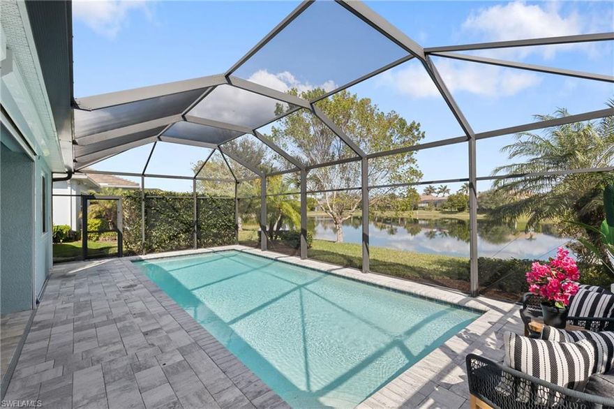 PRICED TO SELL IN NAPLES RESERVE- WATER VIEW - POOL - BUILT-IN OUTDOOR KITCHEN - 4 BEDROOMS!!!

This 4-bedroom home has one of the best views in the neighborhood. The Delray floorpan offers and open concept living area that's perfect for entertaining. This house has brand new designer lighting fixtures and an upgraded kitchen featuring a neutral backsplash and a spacious walk-in pantry. All kitchen cabinets have the smart pull out drawer system, SLOW-CLOSE drawers and a hidden trash system. Bathrooms have been upgraded with tile to the ceiling and are meticulously maintained. 

The primary suite boasts a double sink vanity and multiple shower-heads. There are two walk-in closets in the master bedroom. The guest room is equipped with a convenient queen sized Murphy bed system. The laundry room has its own sink and built in cabinets with brand new washer and dryer. This home offers a two car garage equipped with bike and storage hanging racks on both sides. 

Outdoors, experience tranquility in your private screened-in pool, surrounded by lush plant walls and offering wide water views that create a perfect backdrop for relaxation. Entertain with ease in the outdoor kitchen, complete with sun shade shutters for comfort and style. 

Located in a gated community, you can cool off with a refreshing swim in our resort-style pool, grab a quick bite to eat at the Latitudes Café, or stop by the Tiki Bar for a drink and meet new friends. If you want something more physical, we have paddle-boards, water bikes, kayaks, and canoes available on Eagle Lake, at no cost. In addition to those amenities, you can enjoy our state-of-the-art fitness center or play a game of bocce ball or beach volleyball. Tennis or pickle-ball, anyone? With five tennis and four pickle-ball courts, our Match Point Complex is the perfect lakeside amenity to enjoy these games.