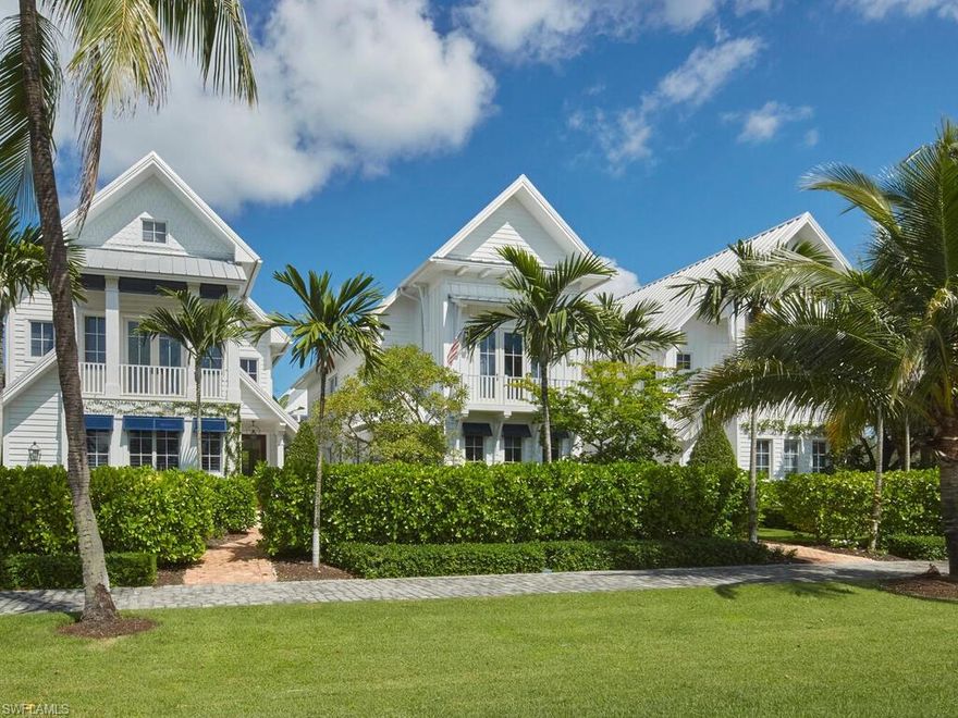 In the heart of Olde Naples, this refined residence marries timeless architecture with resort-caliber ease. An elegant foyer opens to sunlit living and dining spaces finished in shell-stone travertine, flowing to a chef’s kitchen with custom cabinetry, luxury appliances, premium finishes, and a wet bar made for effortless hosting. A family room spans the courtyard, blurring indoors and out. Upstairs, a serene primary suite and two gracious guest suites—each with lofty ceilings and tailored millwork—are joined by a flexible den/office, a second wet bar and a well-placed laundry. Beyond, a walled courtyard becomes a private sanctuary with plunge pool, generous spa, outdoor kitchen, espalier greenery, outdoor speakers, and ample patio for dining under the Florida sky. Thoughtful comforts include an elevator, smart-home features, security system, and a spacious two-car garage with storage. Moments from Naples Bay, pristine beaches, and the boutiques and dining of downtown, this home offers the polished ease of luxury resort living—beautifully edited and impeccably executed.