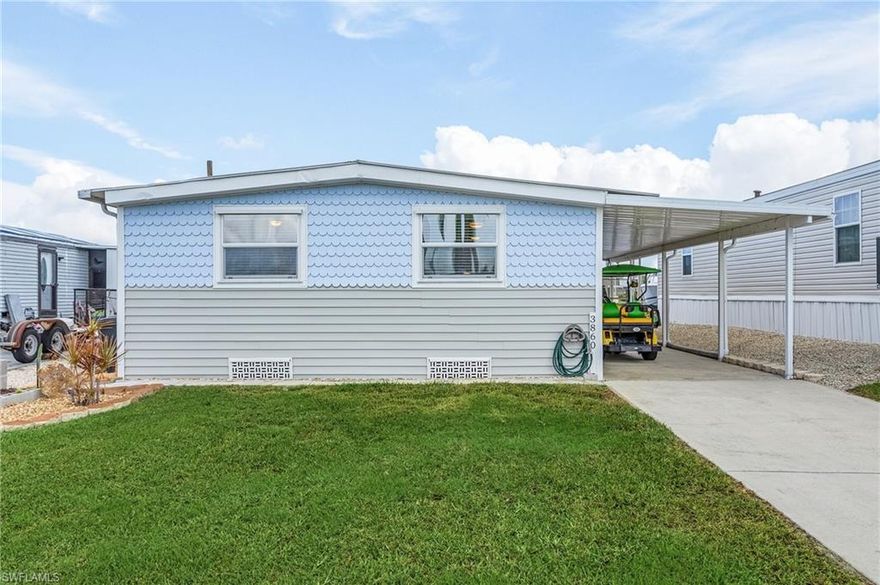 Start enjoying the island life in this newly remodeled water front mobile home on the south end of St. James City.  Completely remediated after Hurricane Ian.  Updates include brand new kitchen with solid surface countertops and stainless appliances, laminate flooring throughout, walls, insulation, and vanities in the bathrooms.  Brand new mini split air conditioning/heat system, and new landscaping.  Enjoy your morning coffee or evening cocktail and the canal views from the spacious window filled Florida room or the deck with a retractable awning and brand new bench seating.  L-shaped dock and boat lift with new remote, and a fish cleaning station.  Storage shed/workshop.  Washer and dryer conveniently located inside the home.  There is also a fabulous outdoor shower, perfect after a day out on the boat.  Offering deep water, and direct access to the Intracoastal the beautiful outer island beaches on the Gulf of Mexico, and some of the best fishing in SW Florida.  Walk, bike, or golf cart to all the local restaurants, bars, and shops.  Great for a winter/weekend getaway or a vacation rental.  Schedule your appointment today!