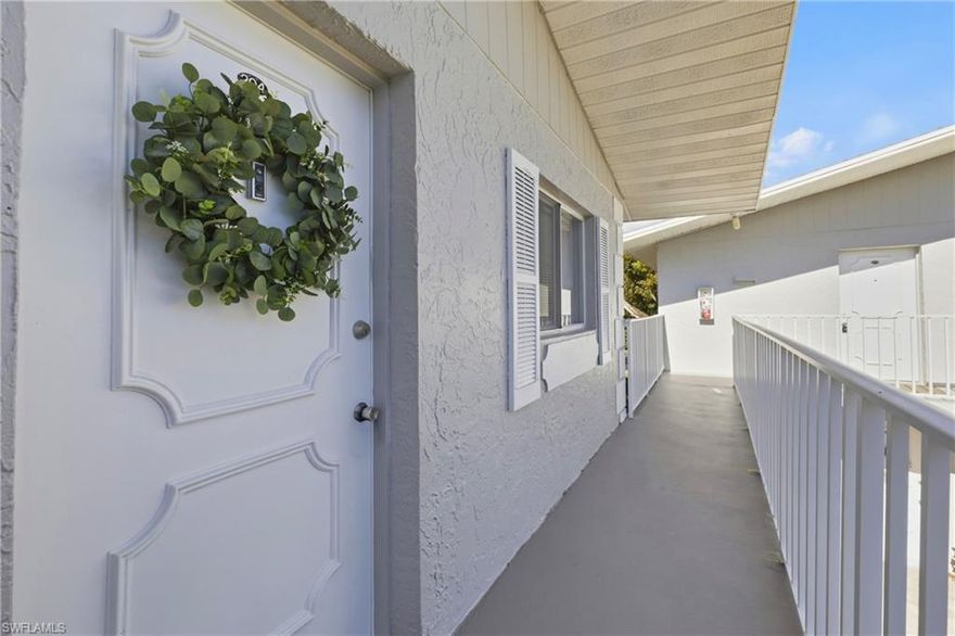 Welcome to this updated 1-bedroom, 1-bath second-floor condo featuring tile flooring throughout and a screened or enclosed lanai for year-round enjoyment. Privately tucked away in the rear of the community, this peaceful retreat offers a quiet setting while still being close to the beach. Residents enjoy access to a community pool, tennis courts, and grill area, along with the convenience of being near shopping, entertainment, and a variety of restaurants—perfect for relaxed coastal living.