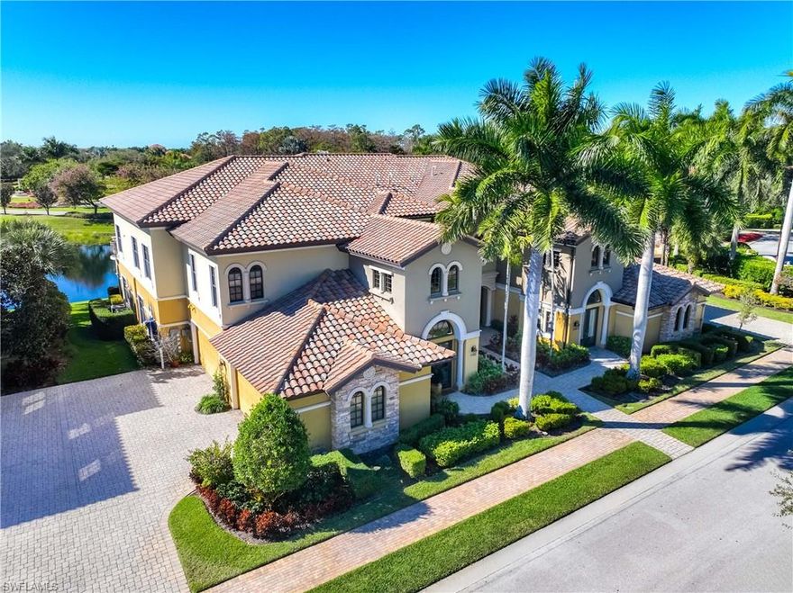 This First floor Coach home is a meticulously maintained 2-bedroom plus den, 2-bath Taylor Morrison end-unit located in the prestigious Treviso Bay Resort in East Naples. Offering over 2,400 square feet of living space, this professionally decorated first-floor residence features tranquil water views and a lush landscaped buffer providing exceptional privacy. The prime location is just steps from the main gate and the community pool and hot tub, offering both convenience and a resort-style lifestyle. In addition, Treviso Bay offers resort-style living at its finest in the heart of Naples. This exceptional community features clubhouses offering fine dining, boutique shopping, a full service spa, pickleball courts, a TPC affiliated championship golf course, and a vibrant social calendar. At the heart of the community are two stunning amenities: the 64,000-square-foot main clubhouse and Club Rilassare, a 15,000-square-foot social hub designed for relaxation and fun. Residents enjoy endless resort offerings, including lagoon and lap pools, a tennis center with pro shop, fitness and aerobics studios, and tennis professionals available to elevate your game. Inspired by Mediterranean architecture, Treviso Bay features elegant bridges, fountains, and lush landscaping, creating a community unlike any other in Florida. Conveniently located just minutes from downtown Naples, Fifth Avenue South, Marco Island, world-class beaches, shopping, and dining, this home offers the perfect blend of luxury, privacy, and Southwest Florida living. Don’t miss your chance to claim this magnificent property as your own and schedule a private tour today!