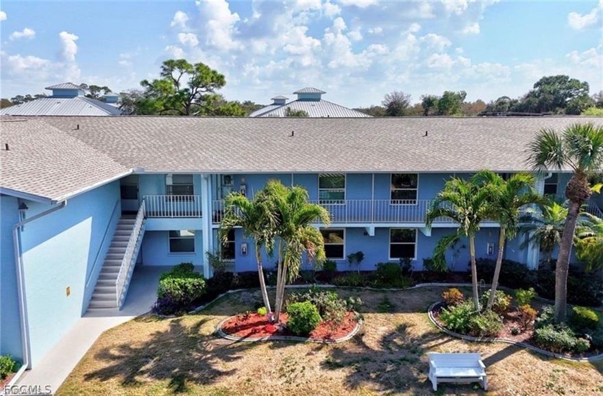 Beautifully renovated 2-bedroom, 2-bathroom first-floor apartment offering comfort and convenience. This move-in ready unit features modern upgrades throughout, including updated finishes and a stylish interior. Enjoy a spacious screened-in lanai, perfect for relaxing or entertaining. The unit also includes an in-unit laundry for added convenience. Covered garage parking provides protection and ease. Ideally located with easy access and no stairs, making it perfect for all lifestyles. Low HOA dues of $399 per month includes insurance, lawn care, water, pest control. Close proimty to shopping restaurants, and just a short drive to downtown Fort Myers.